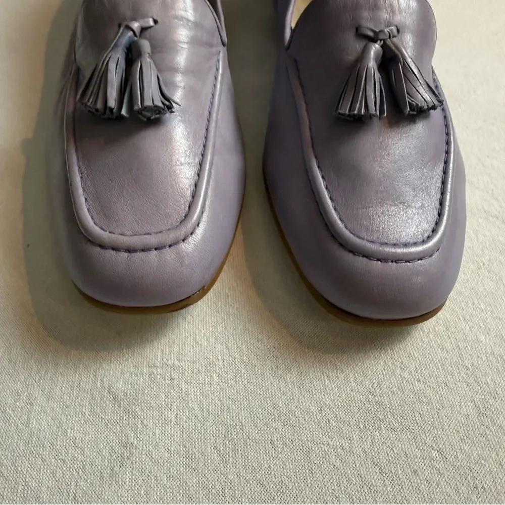 Enzo Angiolini Leather Tassel Loafers Lavender Purple Size 7.5M Spring Preppy